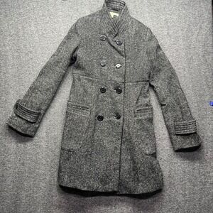 American Rag Pea Coat Women XS Gray Tweed Double Breasted Wool Blend Jacket